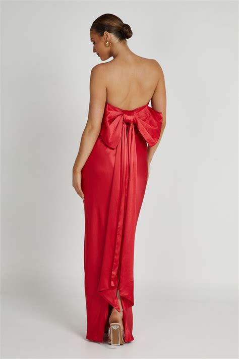 meshki celine red gown